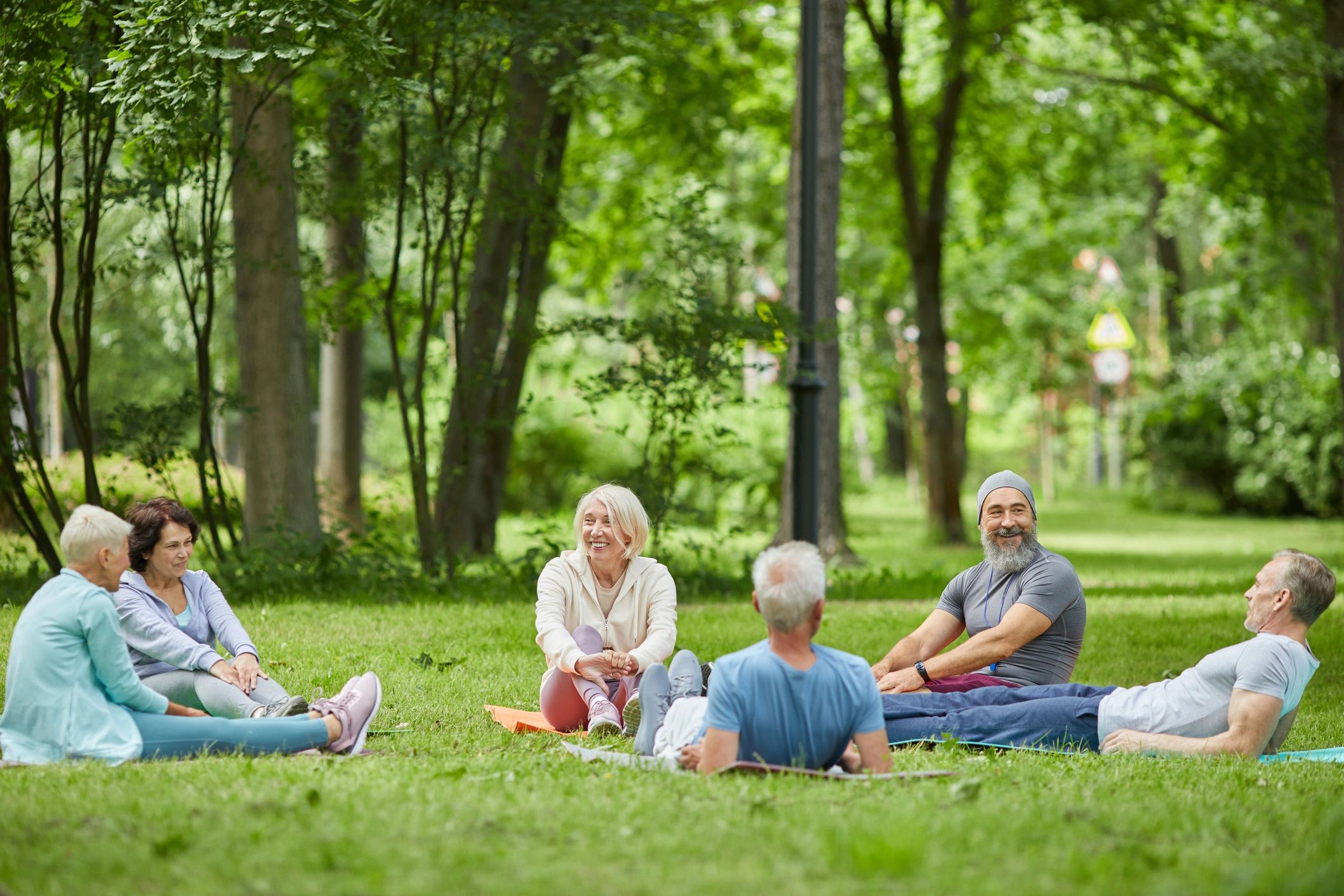 Residents spending time together in a park