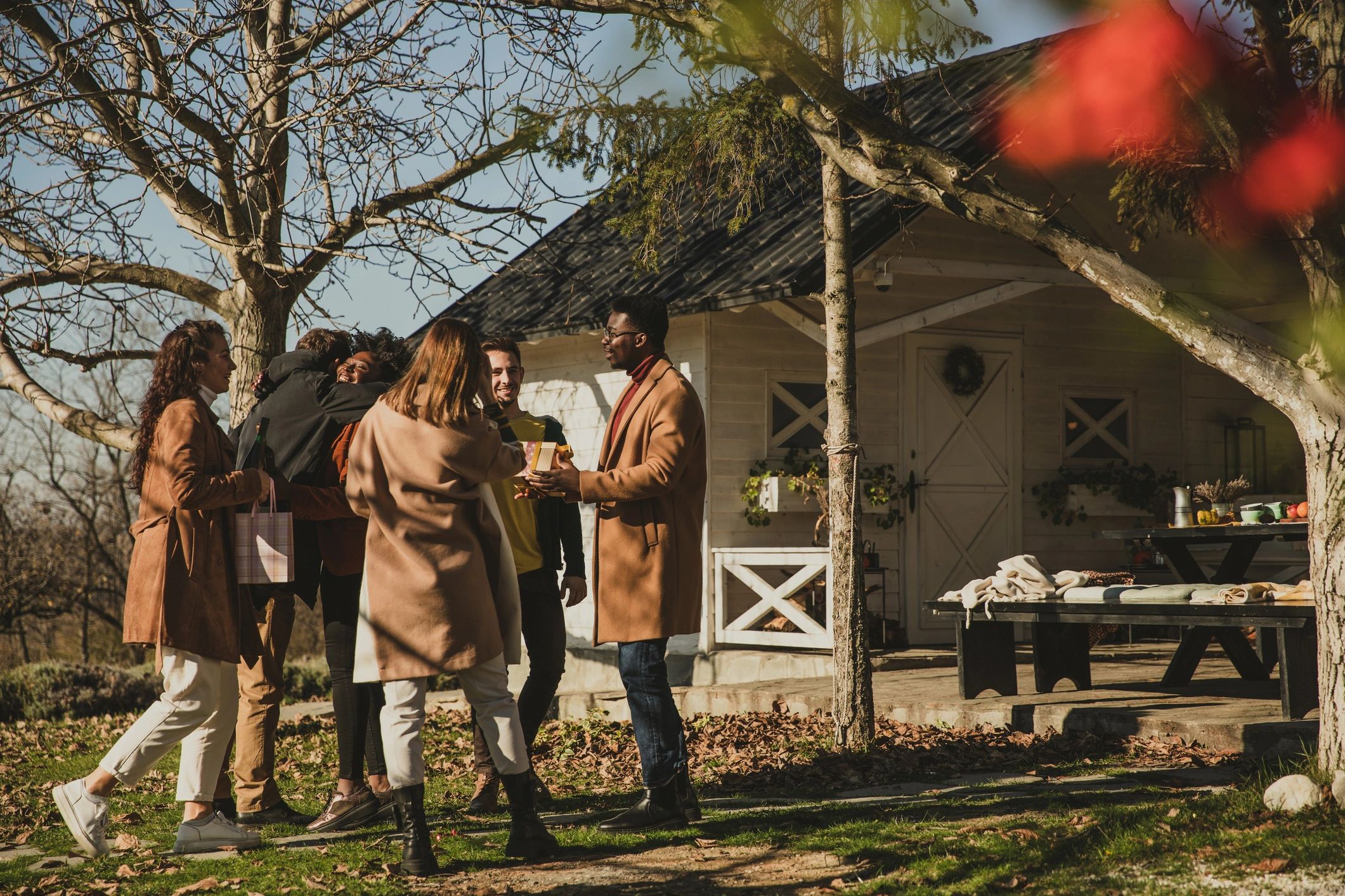 People greeting each other at a community gathering